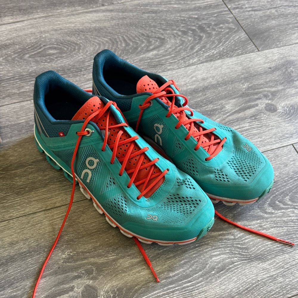 On Running womens Turquoise and Coral Athletic Shoes